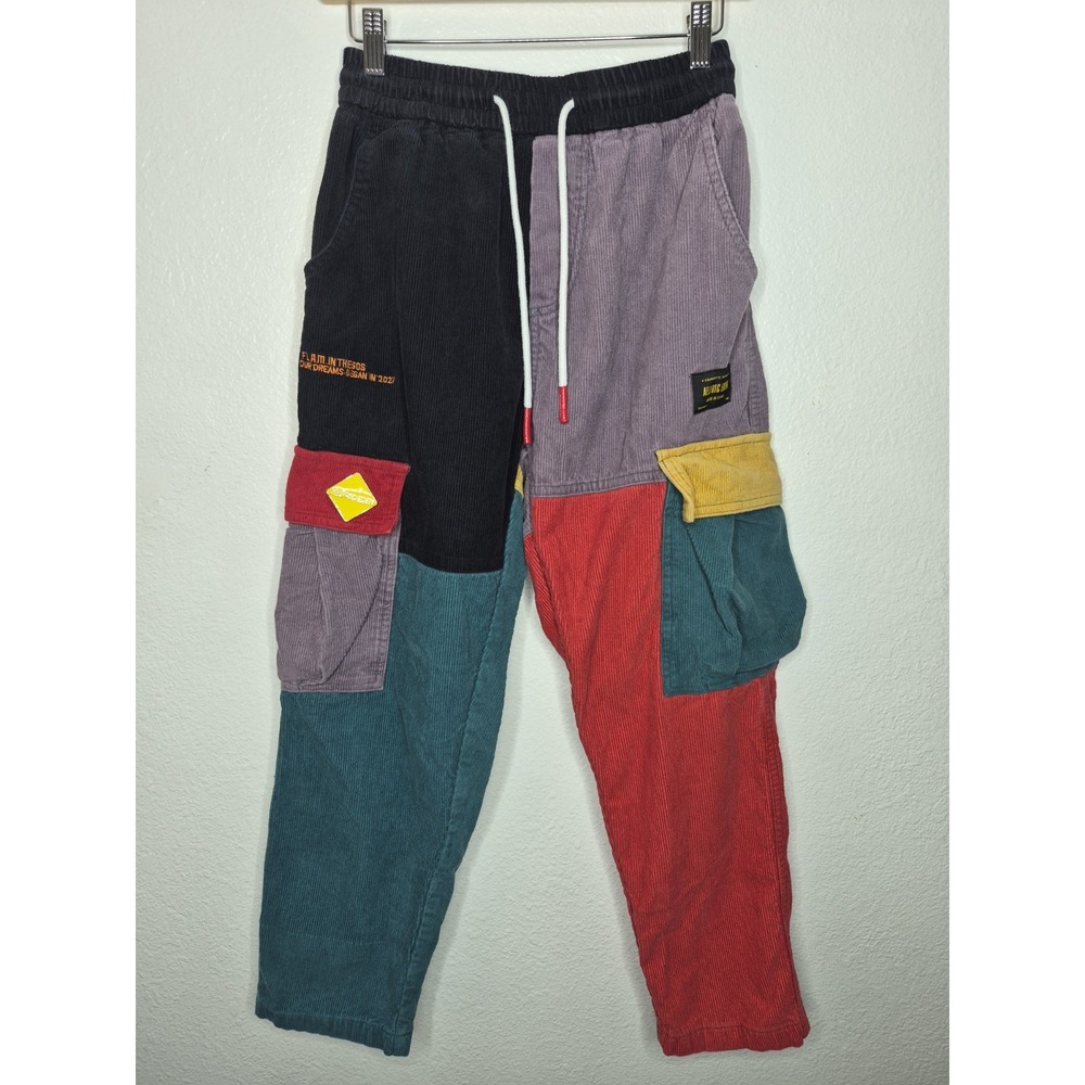Aelfric Eden Colorblock Corduroy Cargo Pants Mens Small Y2K Patchwork Multicolor